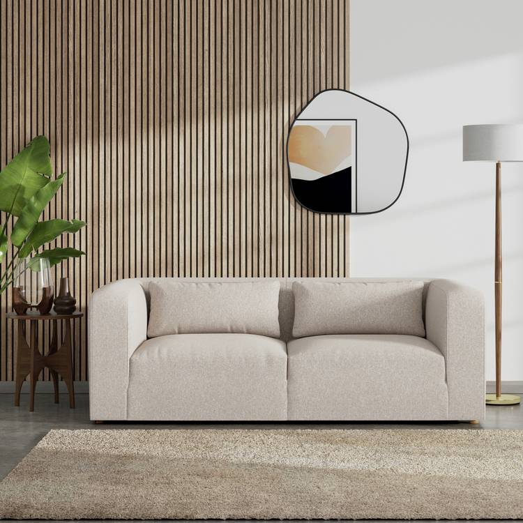 Habitat Lars Fabric 3 Seater Sofa - Natural - Ash Leg 0