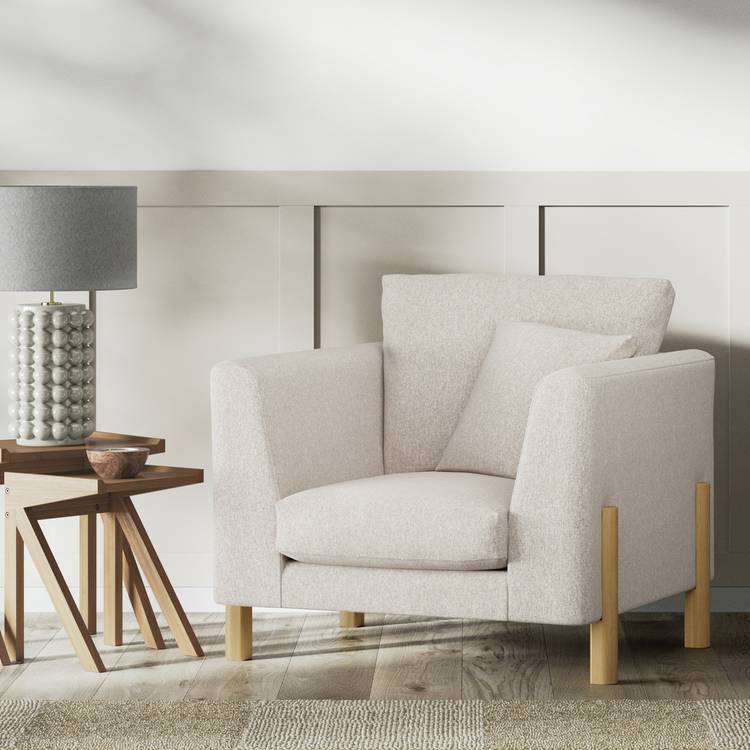 Habitat Aston Fabric Armchair - Natural - Ash Leg 0