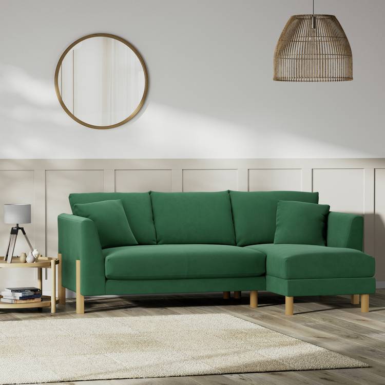 Habitat Aston Right Hand Corner Sofa - Green - Ash Leg 0