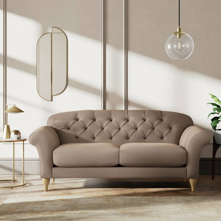 Habitat Brooker Fabric 3 Seater Sofa - Biscuit - Ash Leg 0