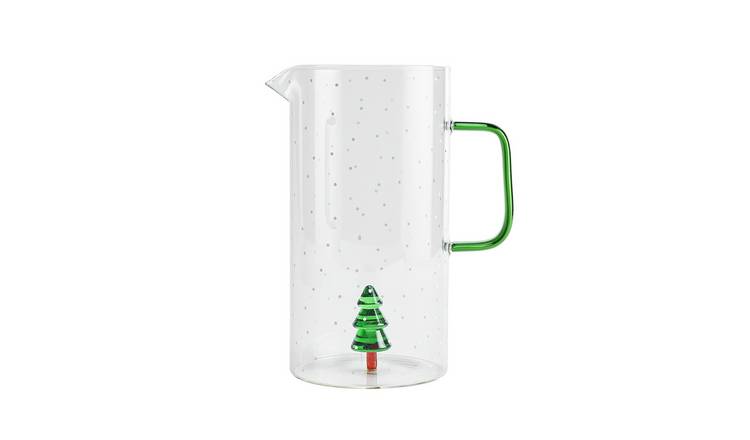 Habitat 3D Xmas Tree Glass Jug - White