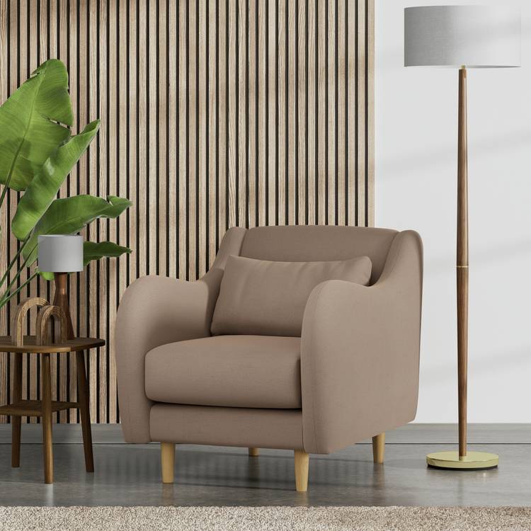 Habitat Turnmill Fabric Armchair - Biscuit - Ash Leg 0