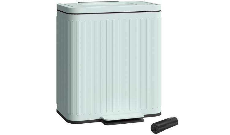 Homcom 2 x 20L Double Rubbish Bin Pedal Bin with Rubbish Bags - Green