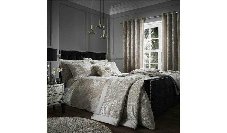 Buy Catherine Lansfield Crush Velvet Natural Duvet Set Kingsize