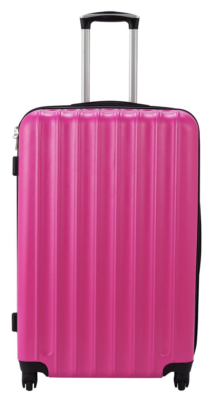 Large 4 Wheel Hard Suitcase - Candy Pink (7494657) | Argos Price ...