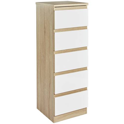 Buy Avenue 5 Drawer Tallboy Oak Effect And White Gloss Chest