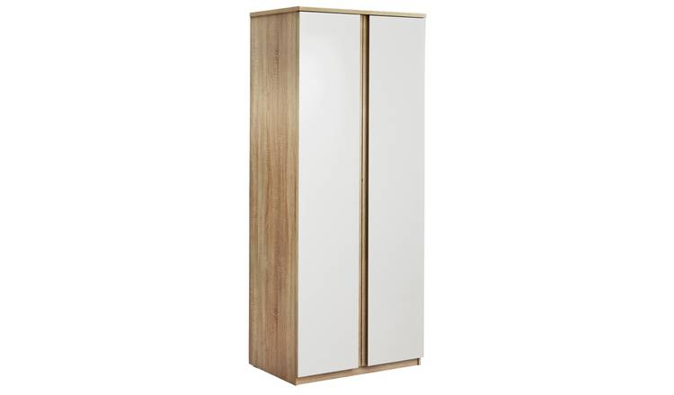 Buy Avenue 2 Door Wardrobe Natural Oak Effect White Gloss