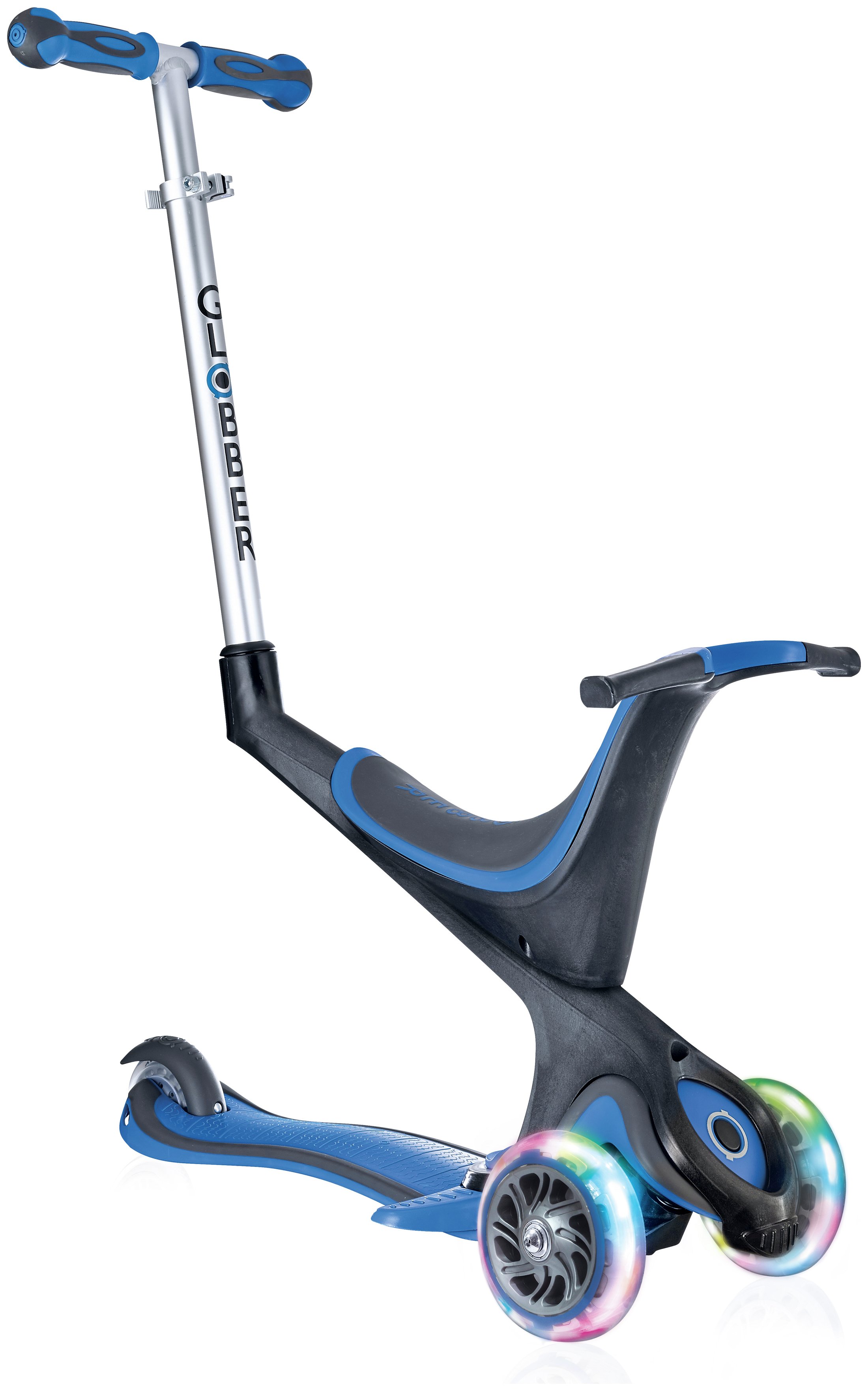 Globber Evo 5-in-1 Lights 3 Wheel Scooter - Navy Blue