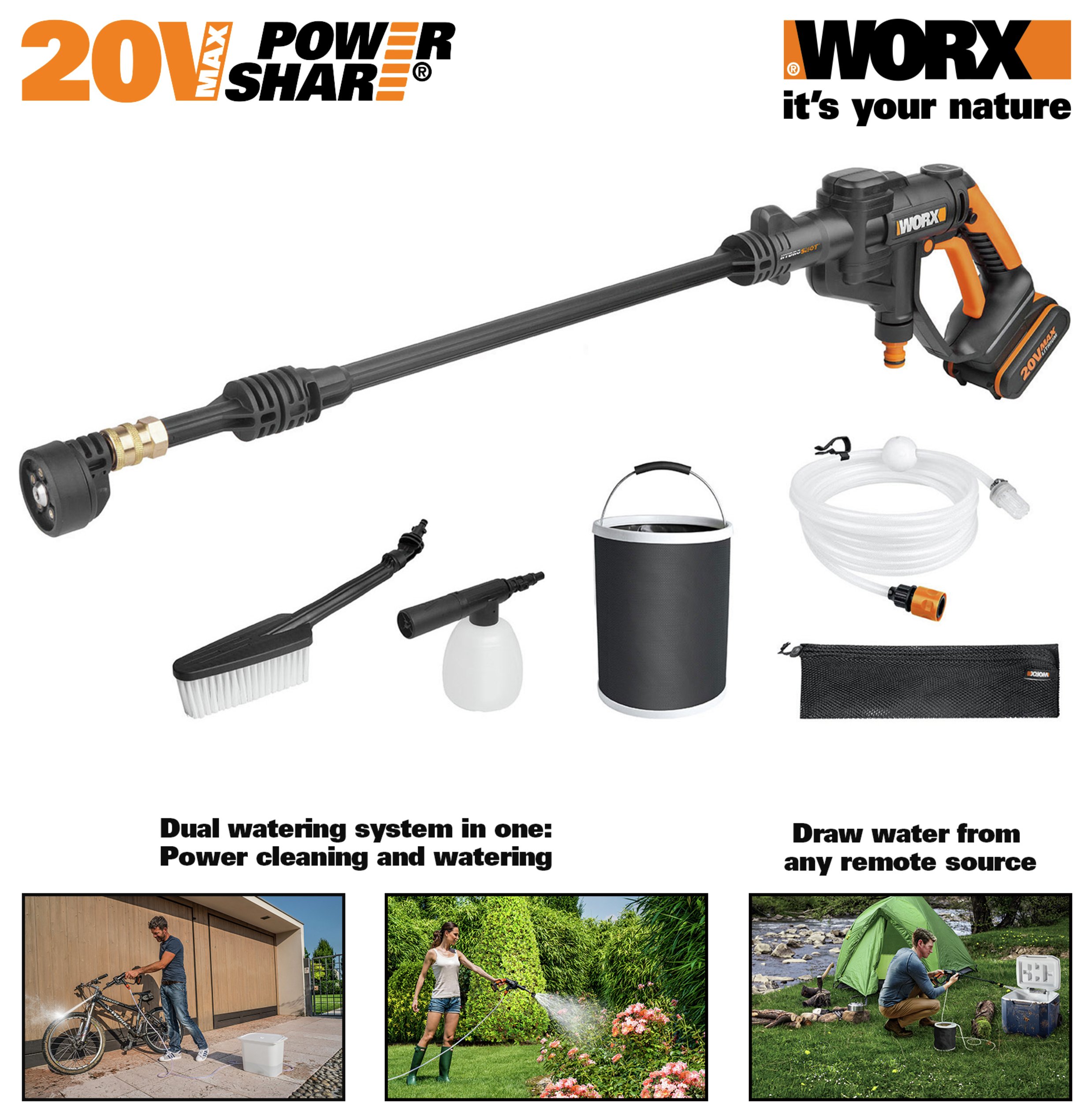 WORX WG629E.1 Cordless Hydroshot Pressure Cleaner 20V at Argos Reviews