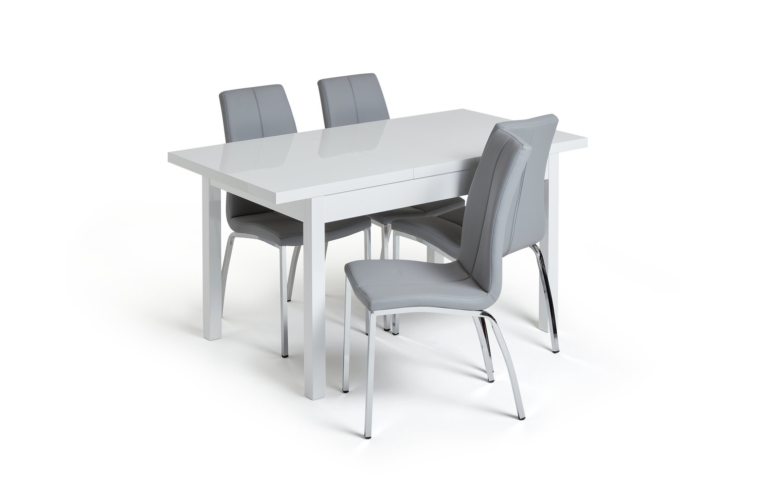 Argos Home Lyssa Gloss Extending Table & 4 Grey Milo Chairs