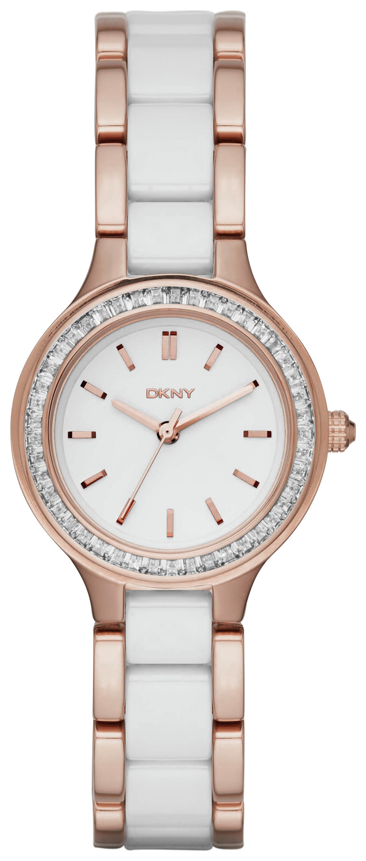 DKNY Ladies' Chambers NY2496 Ceramic Rose Gold Tone Watch