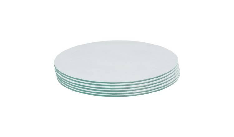 Harbour Housewares Round Glass Placemats - White - Pack of 6
