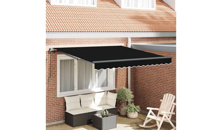 Walplus Aluminium Retractable Awning - Black - 300 x 250 cm