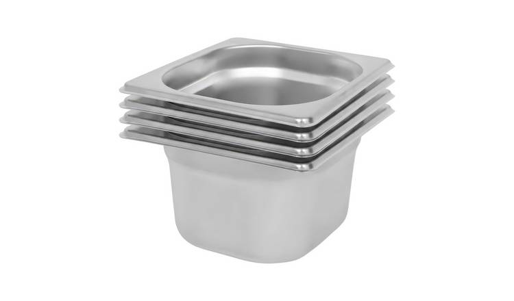 Argon Tableware Steel Gastronorm Containers 1/6 - 1.5L - Set of 4