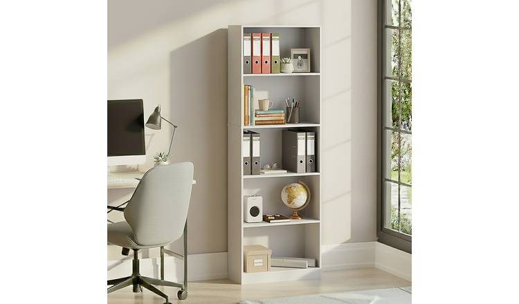 Vida Designs Cambridge 5 Tier Extra Large Freestanding Bookcase - White