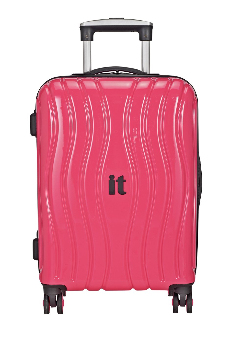 IT Luggage 8 Wheel Hard Cabin Suitcase - Metallic Pink