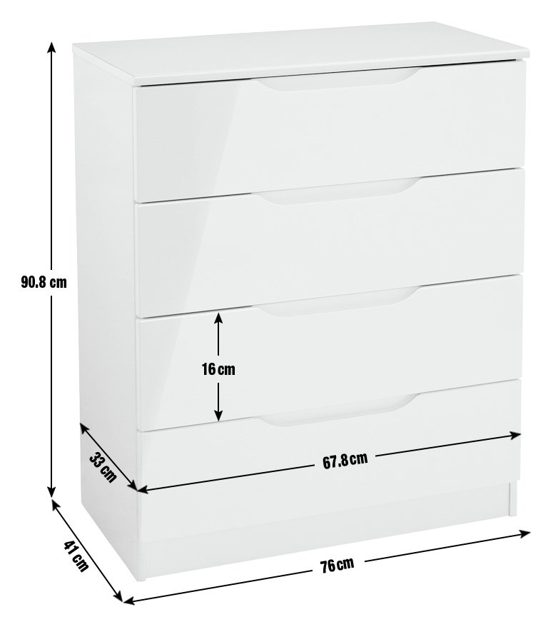 Buy Legato 4 Drawer Chest - Grey Gloss | Chest Of Drawers | Argos