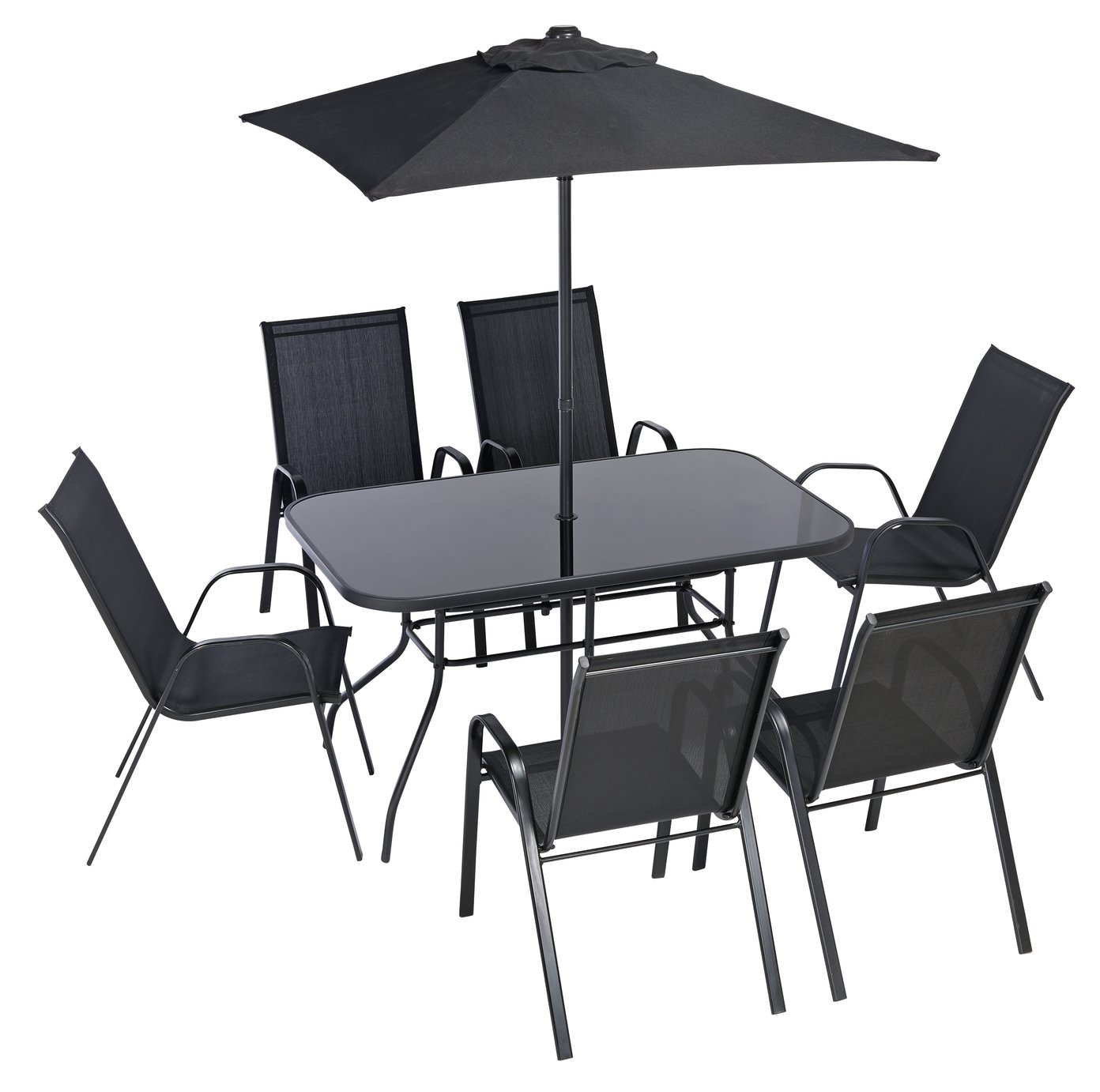 Argos Home Sicily 6 Seater Metal Patio Set - Black