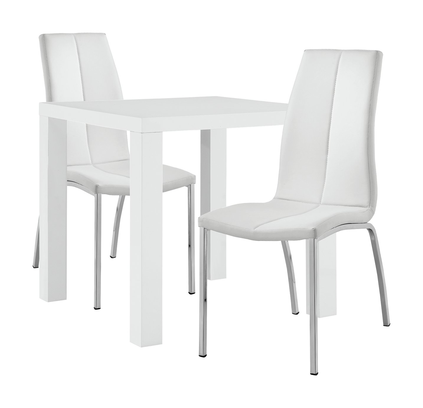 Argos Home Lyssa White Gloss Table & 2 Ivory Milo Chairs