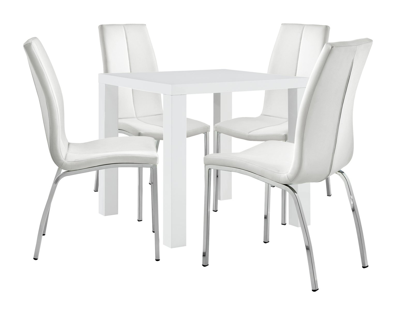 Argos Home Lyssa White Gloss Table & 4 Ivory Milo Chairs