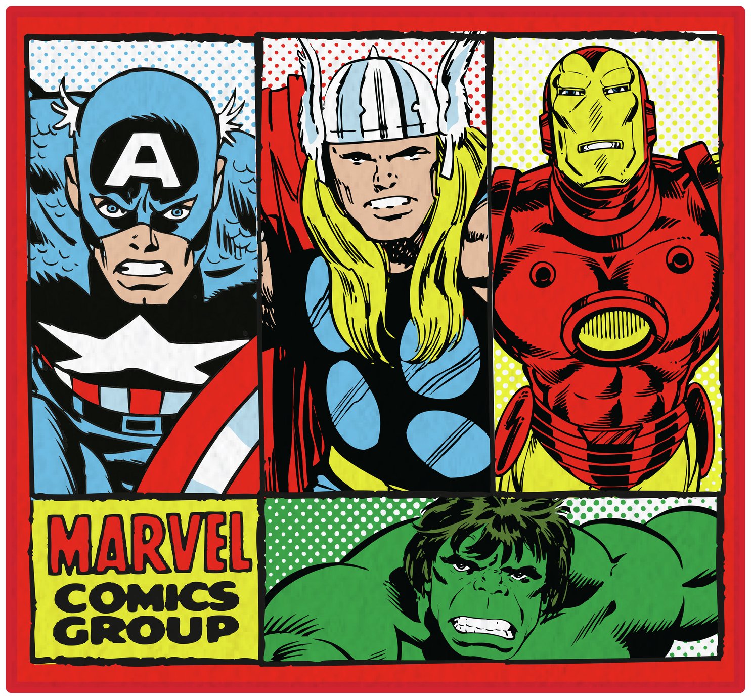 Marvel Comics Retro Rug - 80x80cm - Multicoloured