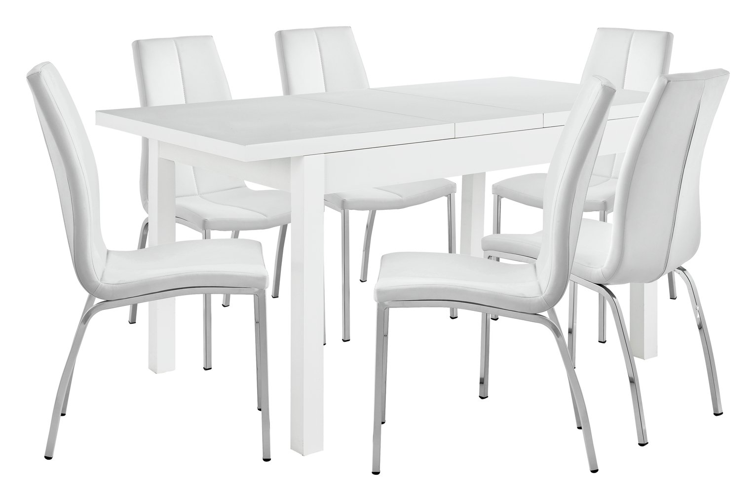 Argos Home Lyssa Gloss Extending Table & 6 Ivory Milo Chairs