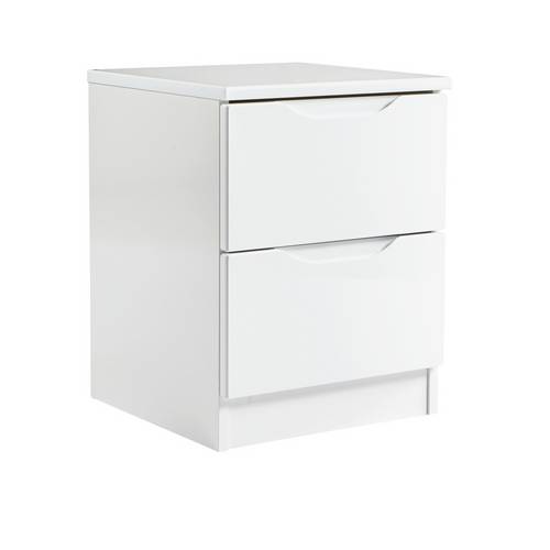 Buy Legato 2 Drawer Bedside Table White Gloss Bedside Tables