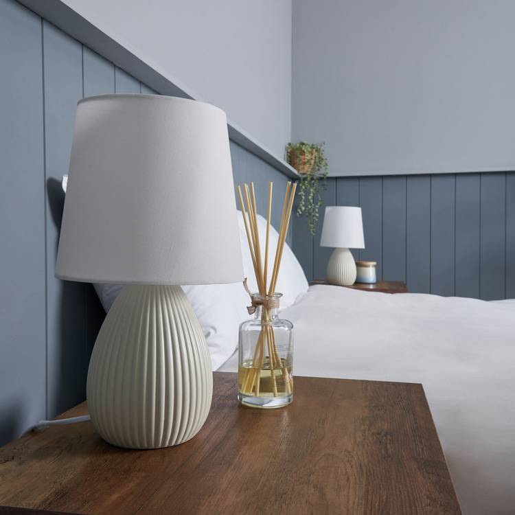 BHS Allium Ceramic Pair of Table Lamps - Cream 0