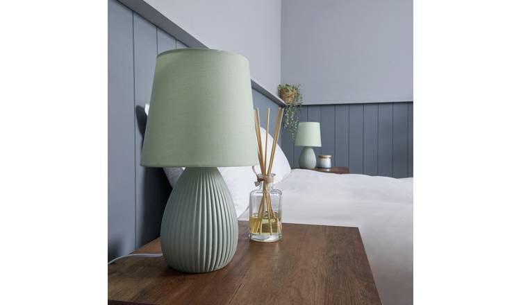 BHS Allium Ceramic Pair of Table Lamps - Green