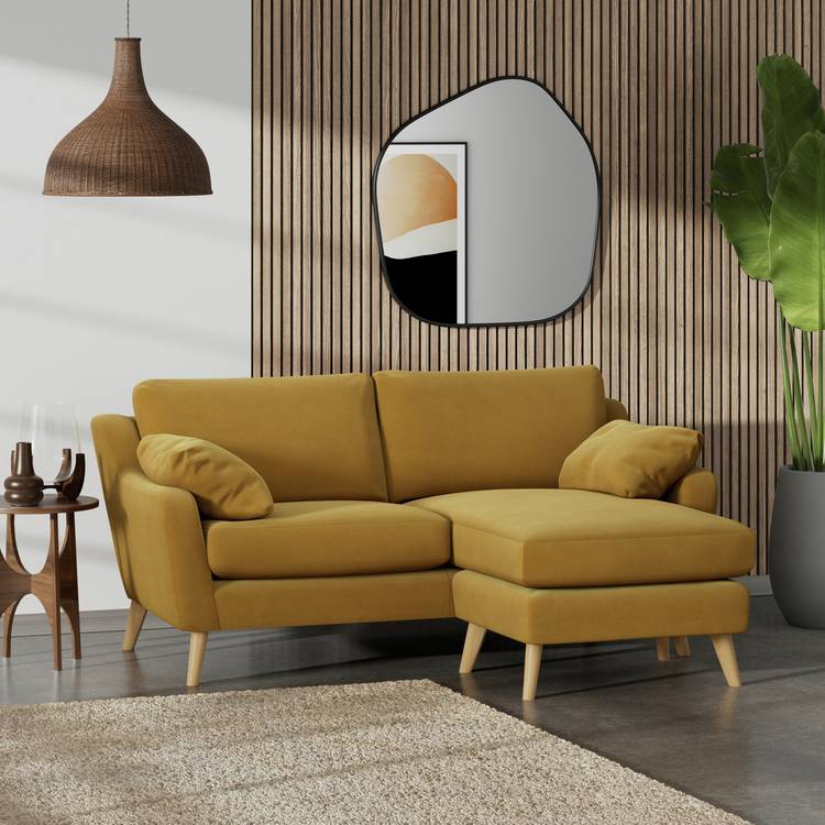 Habitat Ivor Right Hand Corner Sofa - Gold - Ash Leg 0