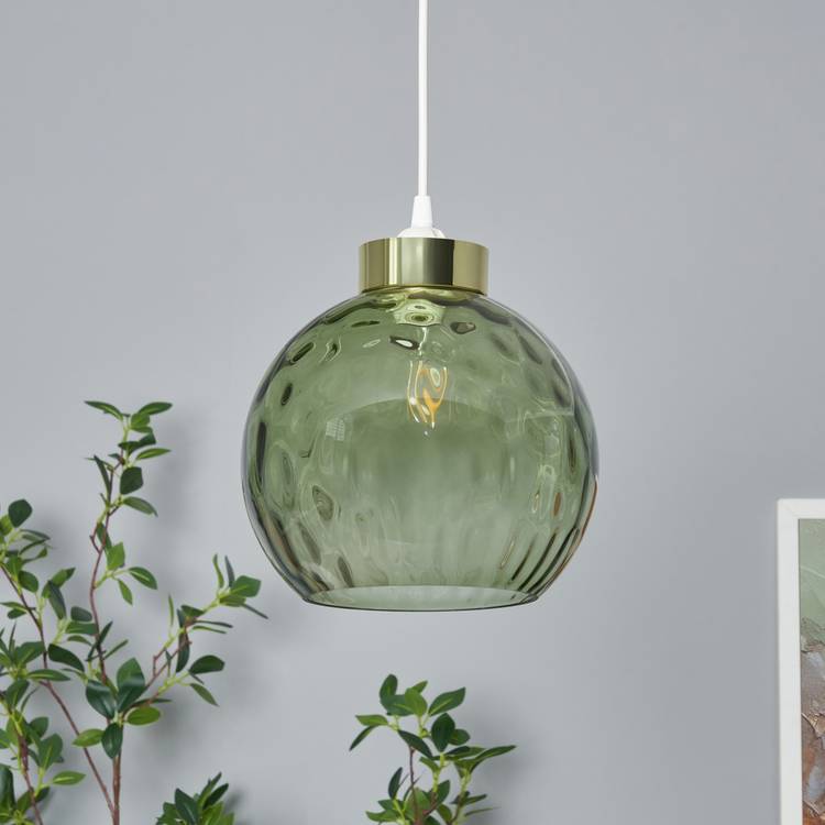 BHS Dexta Dimple Glass Easy Fit Lampshade - Green 0