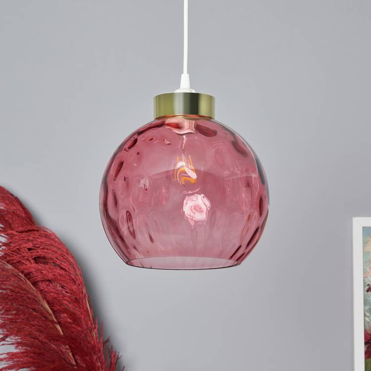 BHS Dexta Dimple Glass Easy Fit Lampshade - Pink 0
