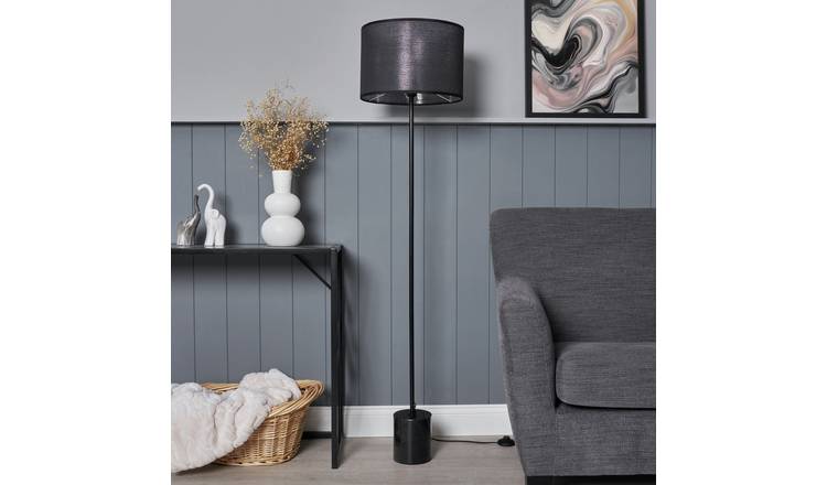 BHS Hank Marble Based Floor Lamp - Black