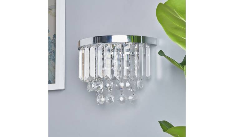 BHS Monroe Glass 2 Light Wall Light - Chrome