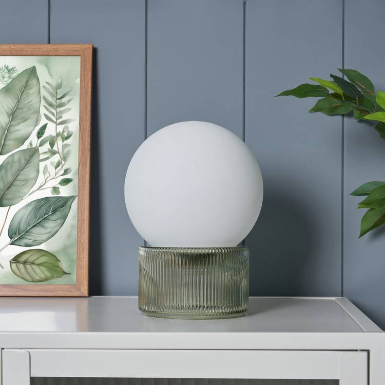 BHS Orbi Opal Glass Table Lamp - Green 0