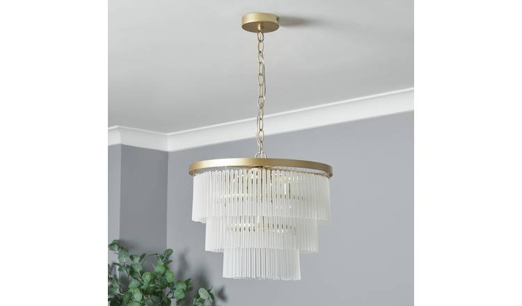 BHS Orta Frosted Glass 5 Light Pendant Light - Brass