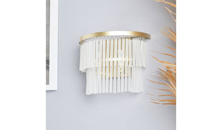 BHS Orta Frosted Glass Wall Light - Brass
