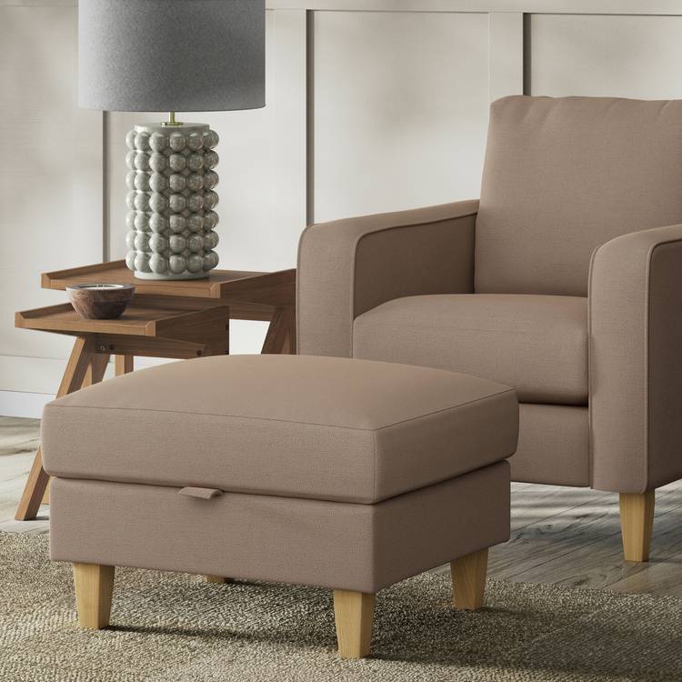 Habitat Felin Fabric Storage Footstool - Biscuit 0