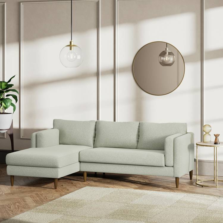 Habitat Newington Left Hand Corner Sofa -Sage Green-Dark Leg 0