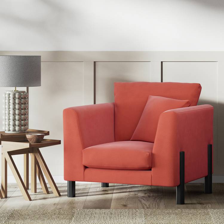 Habitat Aston Fabric Armchair - Papaya - Black Leg 0