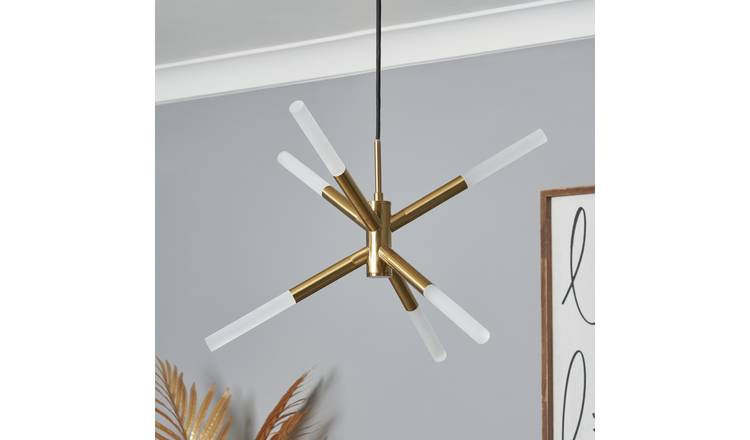 BHS Sputnik Metal 6 Light Ceiling Light - Brass