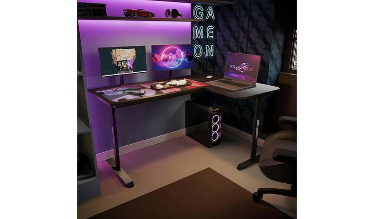 X Rocker Panther XL Reversible Corner Gaming Desk - Black