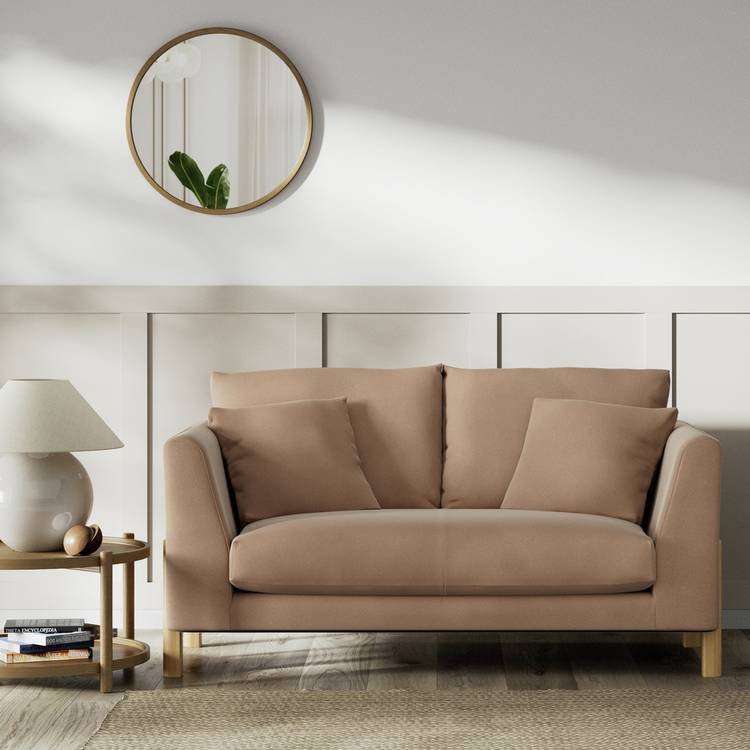 Habitat Aston Velvet 2 Seater Sofa - Latte - Ash Leg 0