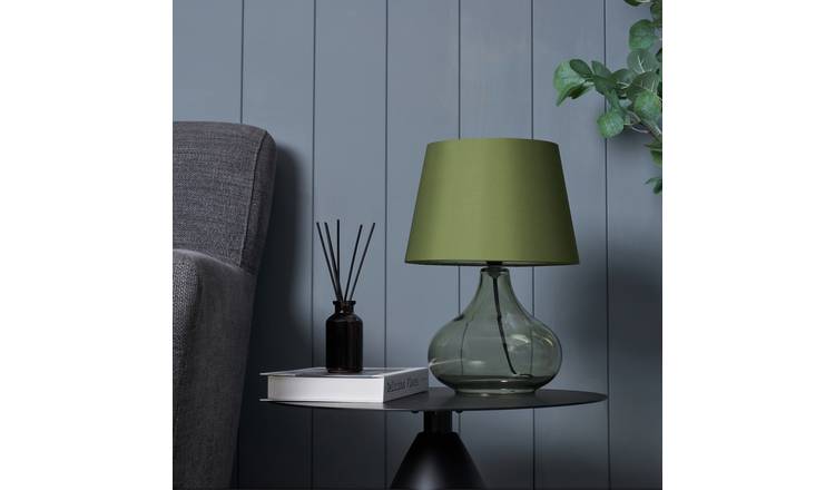 BHS Teardrop Glass Table Lamp - Green
