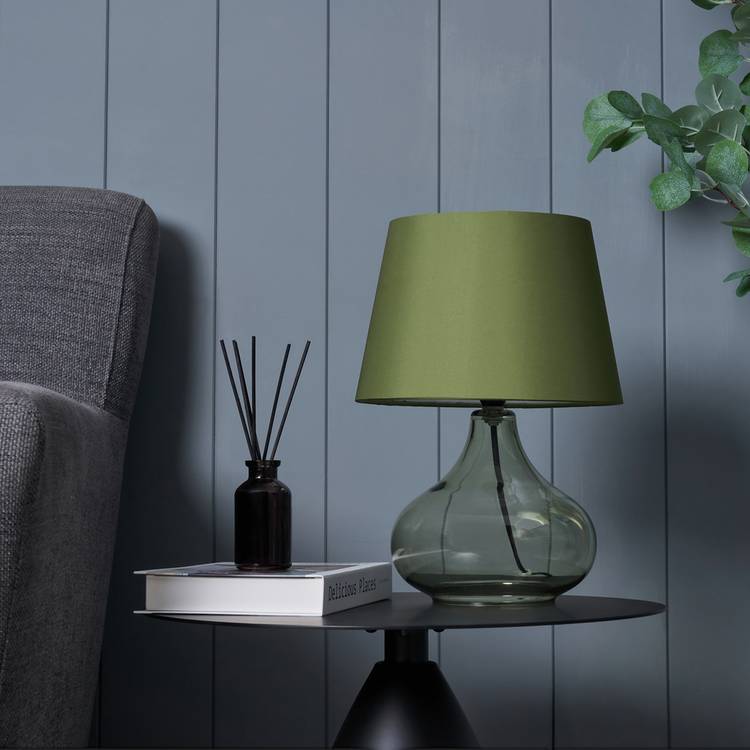 BHS Teardrop Glass Table Lamp - Green 0