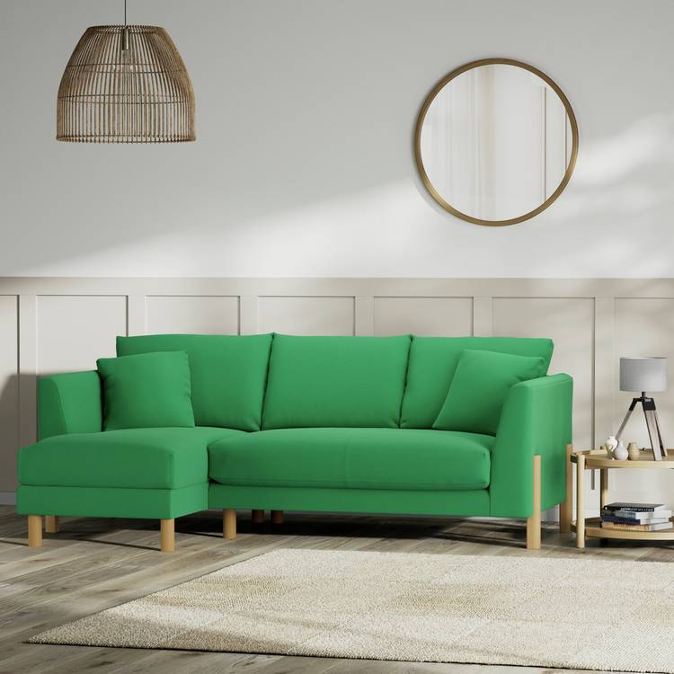 Habitat Aston Left Hand Corner Sofa - Emerald Green-Ash Leg 0