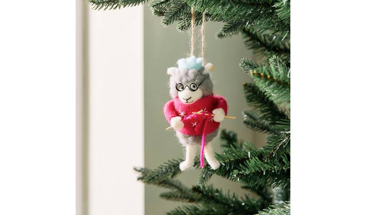 Habitat Single Felt Knitting Sheep Christmas Decoration