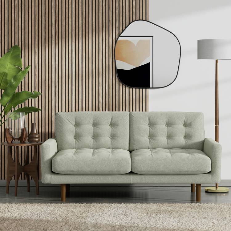 Habitat Fenner Fabric 2 Seater Sofa - Sage Green - Dark Leg 0