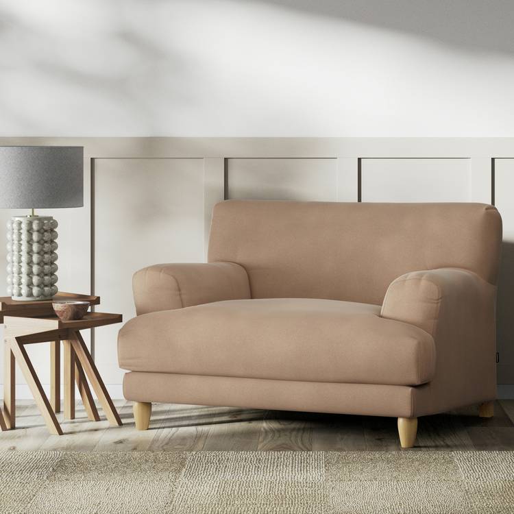 Habitat Askem Velvet Cuddle Chair - Latte - Ash Leg 0
