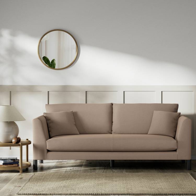 Habitat Aston Fabric 3 Seater Sofa - Biscuit - Black Leg 0